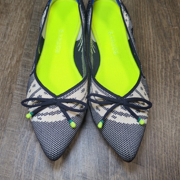 Rothy's The Point Bow Flat Botanical Navy Blue Women's Size 10.5 Retired - Picture 4 of 14